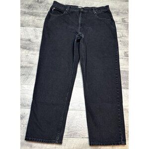 Vintage LL Bean Jeans Mens 40x31 Black Denim Relaxed Tapered Distressed HighRise